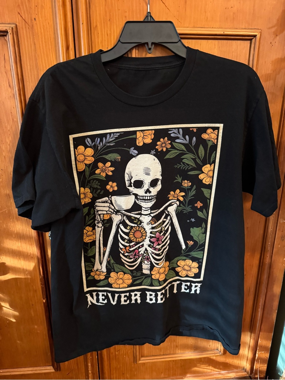 Black 'Never Better' Skeleton Graphic Tee - Women